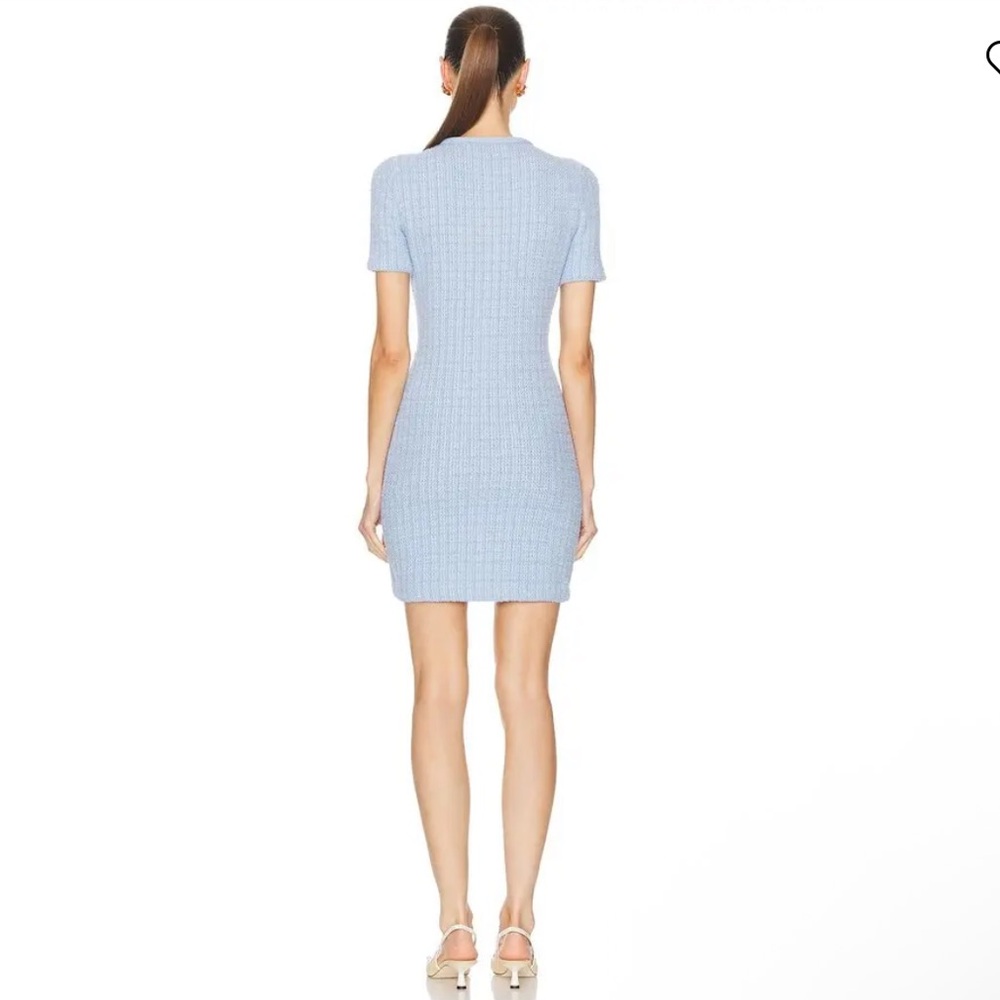 Self-portrait Jewel Button Knit Mini Dress Elegant Blue Short-Sleeve Dress - Picture 3 of 3